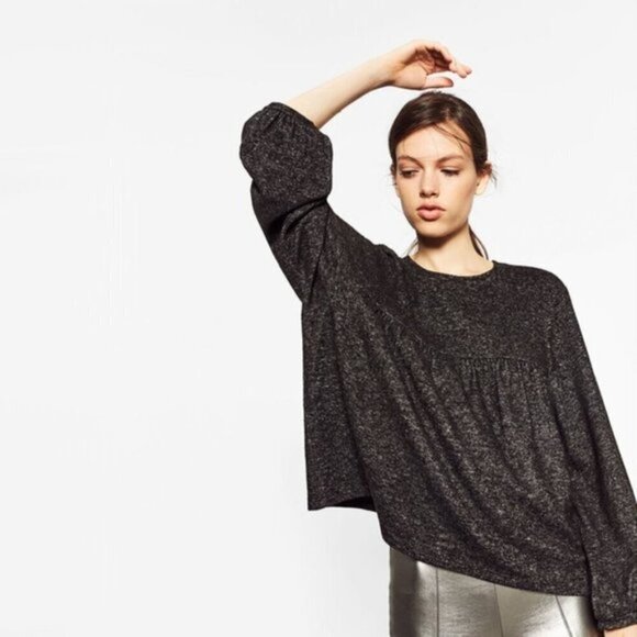 EUC Zara soft feel charcoal grey long sleeve top, M - Picture 1 of 5